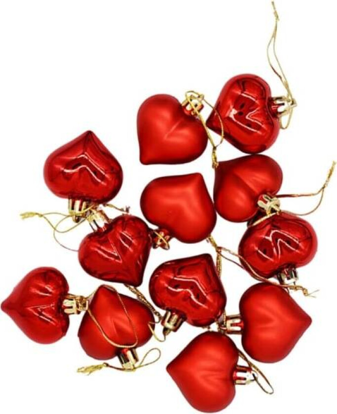 12 stk julekulepynt hjerteform juledekorasjoner