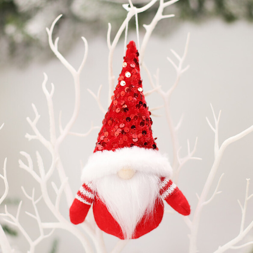 Julekule Rød Flerfarget Tre Sand Stoff 35 cm