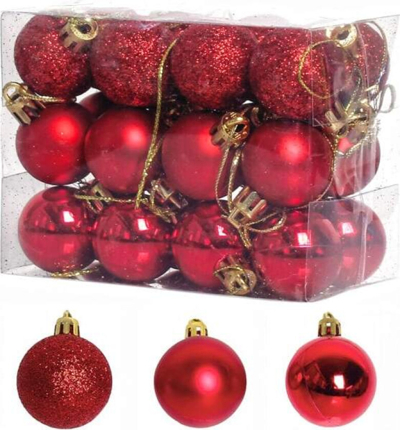 Julekule, julepynt, 24 stk Uknuselige