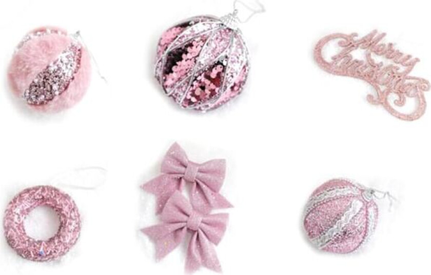 6 stk julekule ornament glitter paljetter knusbare julepynt sett dekorasjoner for julekule