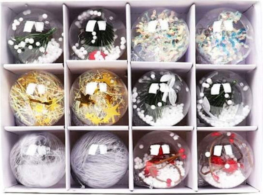 Sømløse transparente julekuler, hule runde juledekorasjoner, 6 cm og 8 cm, i en boks Stil 2