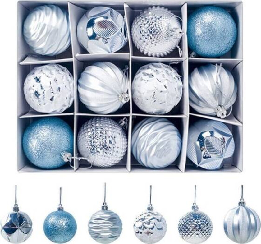 12 stk julekulepynt i plast som ikke knuser - julepynt til juletreet
