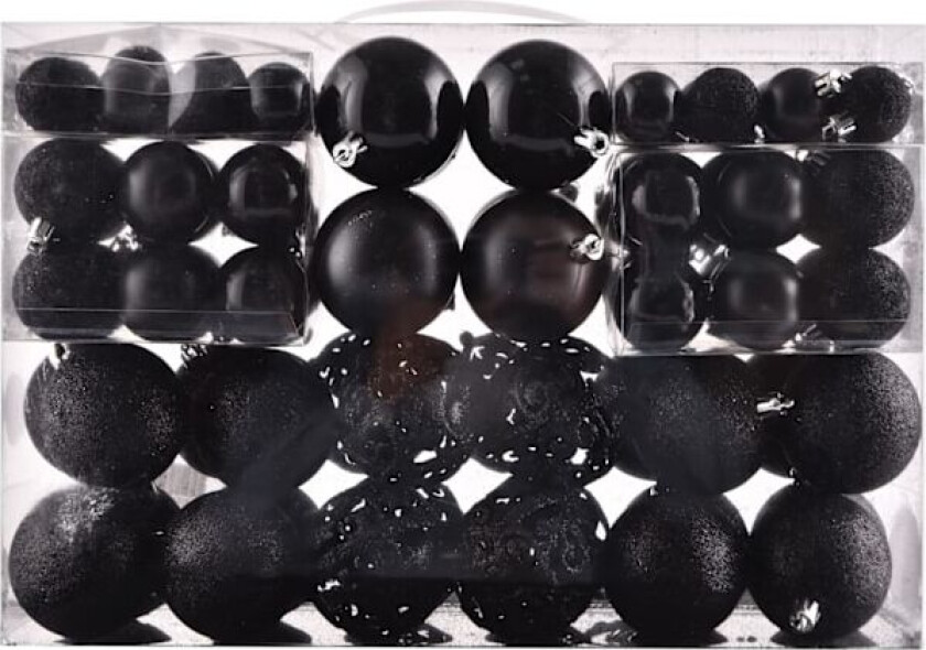 100 stk Uknuselige Svarte Julekulepynt, Halloween Jul Tredekorasjoner med Gjenbrukbar Håndholdt Gavepakke, Feriedekorsett Black