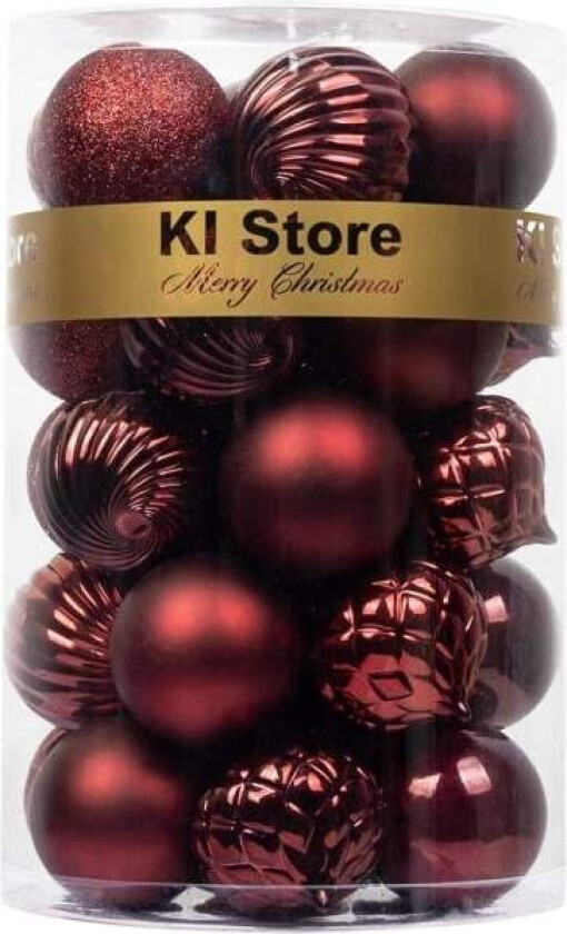 REMAKE Burgunder Julekuler 34 stk 6 cm Juletrærpynt