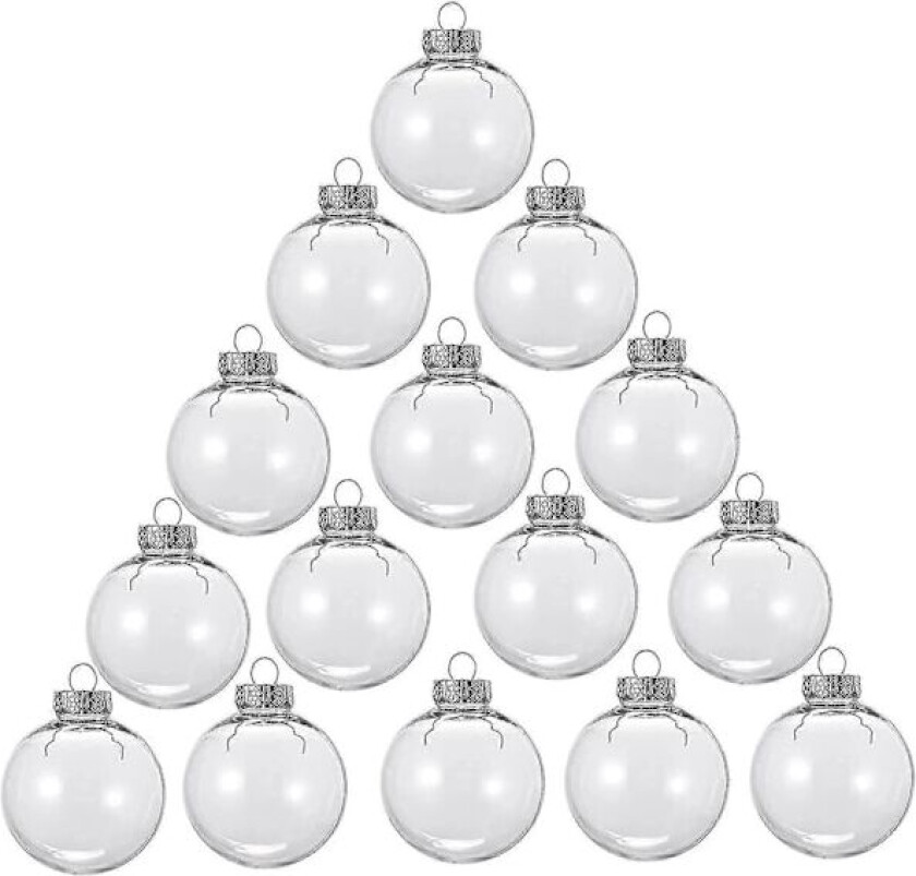 15 stk Runde Gjennomsiktige Juleballer Fyllbare DIY Juletrærballer Laget Av Plast Julekule
