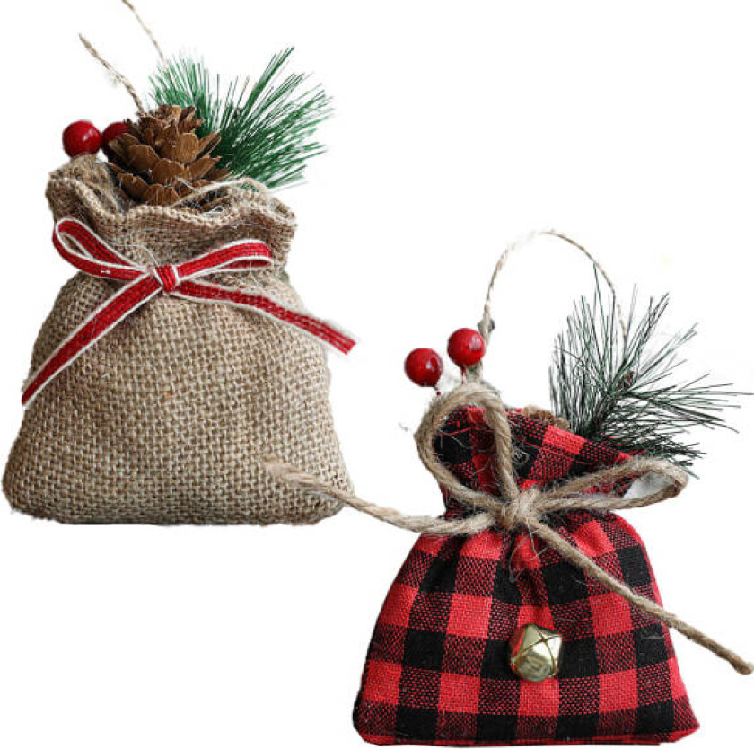 Julegavepose i lerret, gavepose i små gaveposer