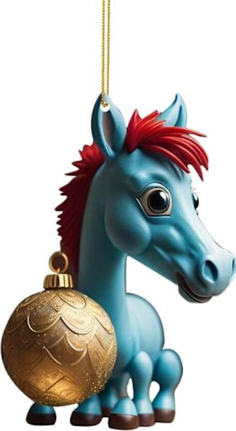 Hest som tråkker på julekule Tegneserie Akryl Hengepynt Morsom Juletrpynt Hest Hengepynt Juletilbehør E E