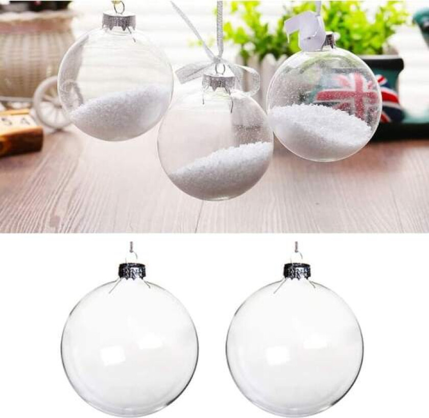 5 stk gjennomsiktige julekule i glass - Fyllbare julekuler til