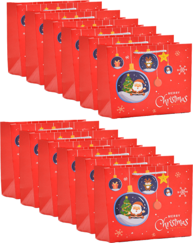 12 stk søte nisse-elg tote bag papirpose fortykket horisontal gavepose juleferie gavepose