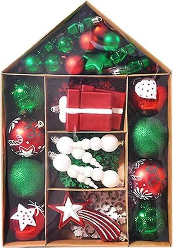 70 stk Julekulepyntsett Dekorative Kuler Hengepynt Med Gjenbrukbar Gavepakke Til Juletreet