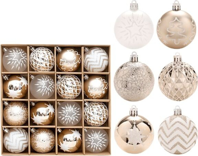 Julepynt, 16 stk. julekuler, juletrepynt, festlig og hjemmedekor Weiß