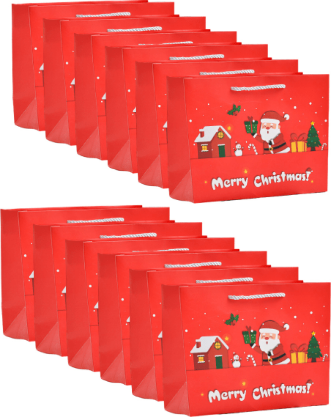 12 stk søte nisse-elg tote bag papirpose fortykket horisontal gavepose juleferie gavepose