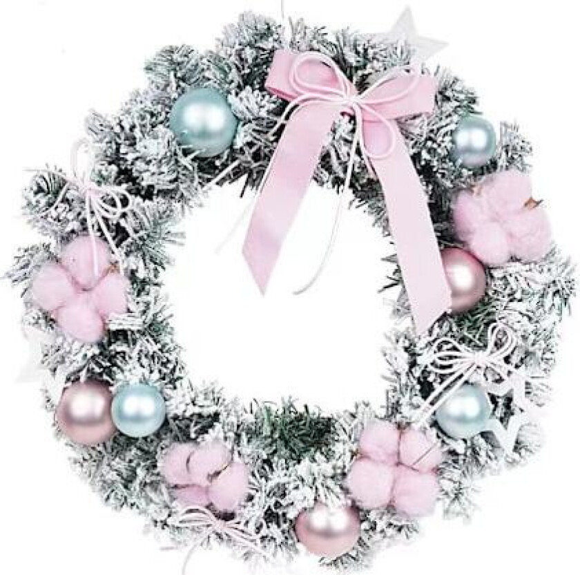 Julekrans til inngangsdøren, 40 cm kunstige kranser med julekuler, juleblomster, for peisvegg vindu dør julepynt utendørs