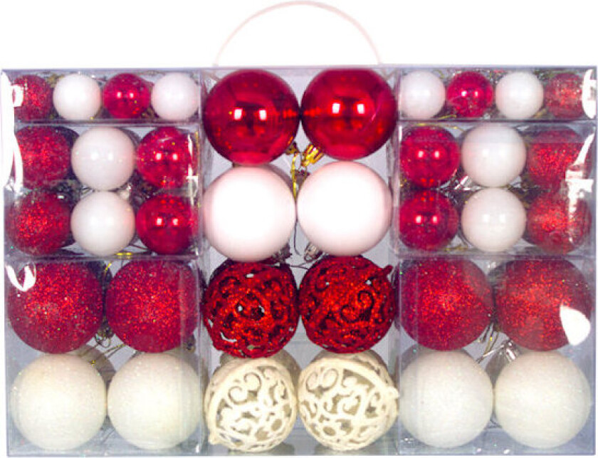 Julepyntsett, 100 stk. gjennombrutte kuler, julekuler Rot