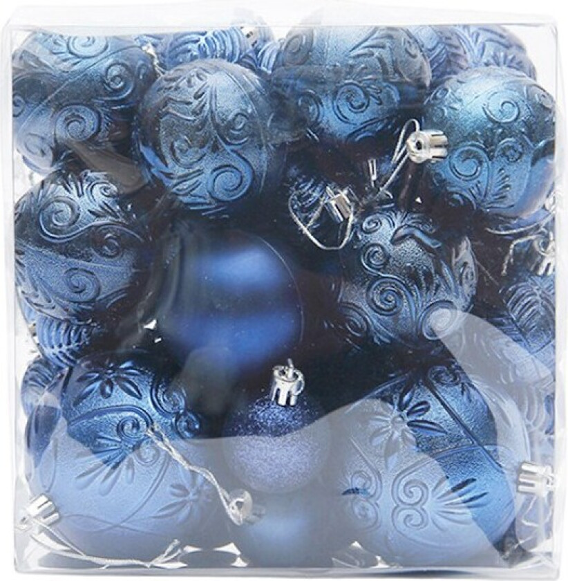 Julepynt, Røde og Hvite Julekuler, Assorterte Uknuselige Kuler