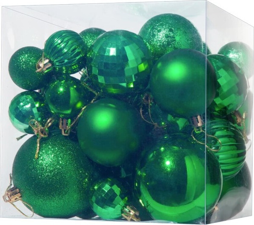 Julekule i 36 deler, usynlige julekule i plast med opphengsløkke for juletredekor, bryllupsfest, høytid, grønn