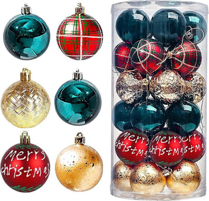 30 stk Julekuler 2,36 tommer Juletrærpynt Sett Fest Høytidsdekorasjon