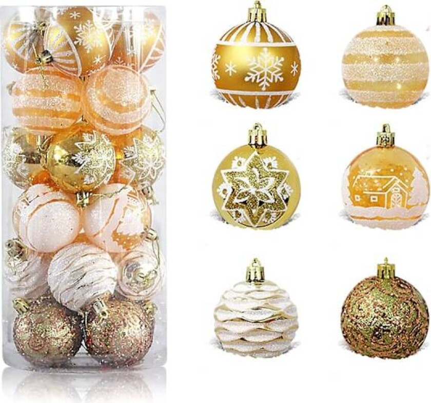 6cm Julekuler Ornamenter, 24stk Juletre Kuler Julepynt