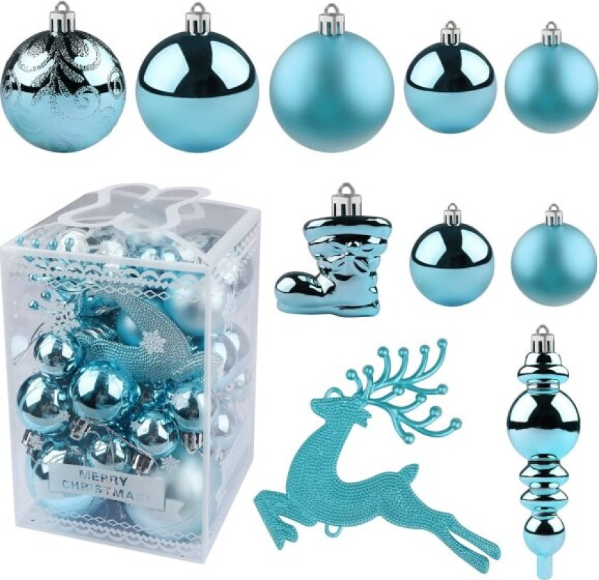 30PCS Julekule Ornament Usynlig Julepynt Treetkuler Hengende Ball for Jul Bryllupsfest Festivaldekorasjoner (Blå) Blue
