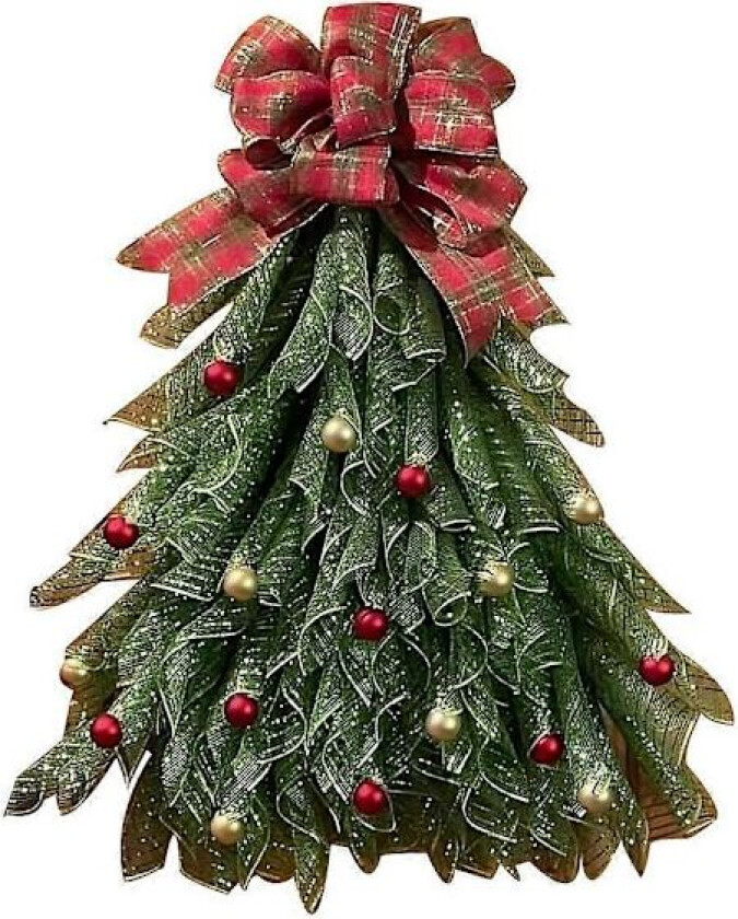 Juletrærkrans Dørkrans med Lys Utenfor Inne Julekrans Buespyd Red plaid bow