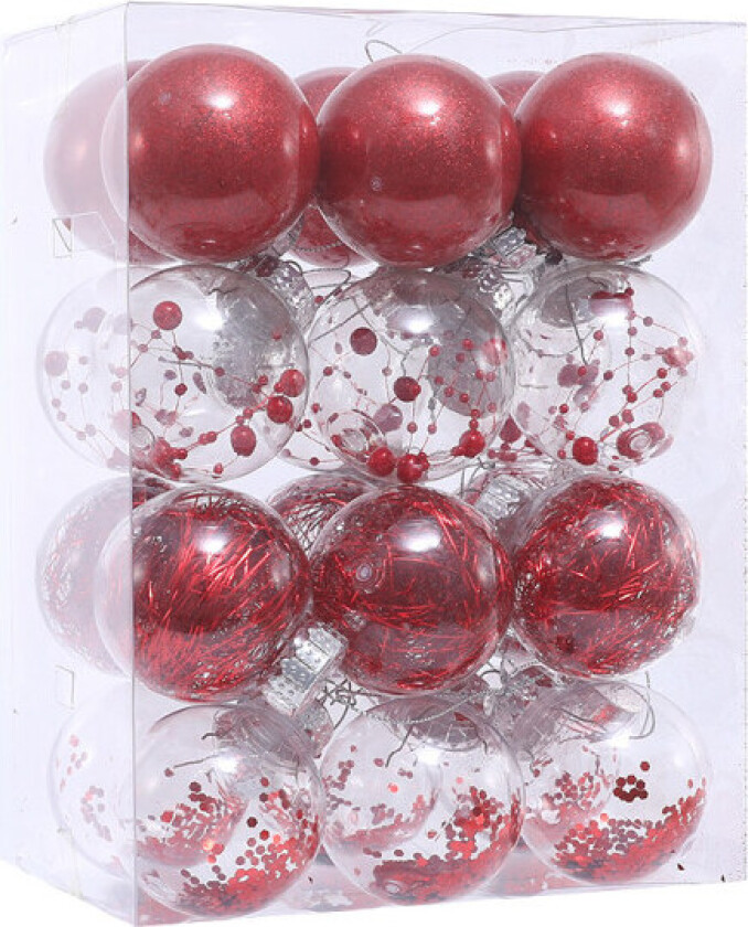 Julekule for juletrepynt 6cm 24stk (rød), Sp