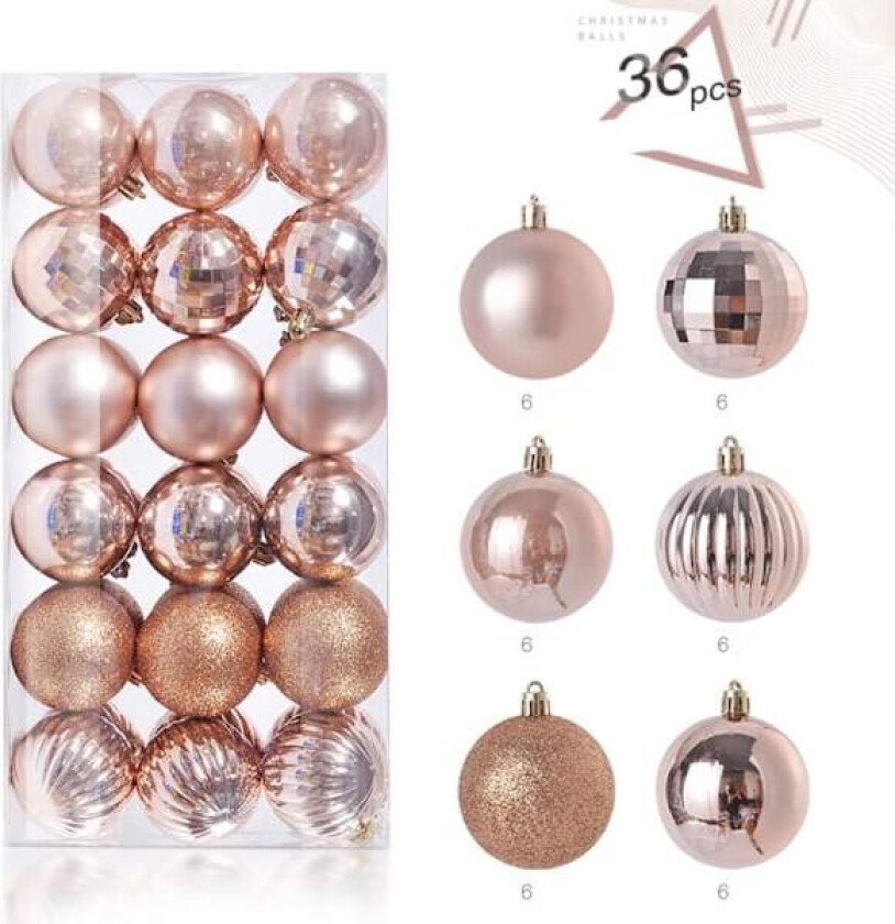 36 stk Julekulepyntsett Julgranshänge ROSE Rose Gold