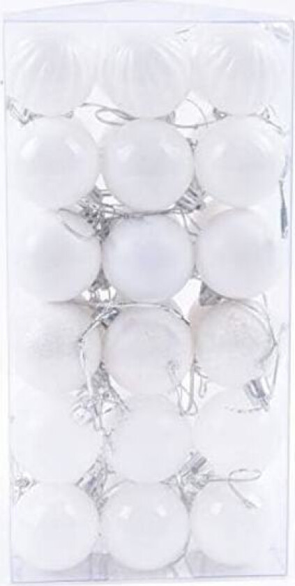 Hvite julekulepynt, 36 stk 1,57 tommer mini juletrepynt