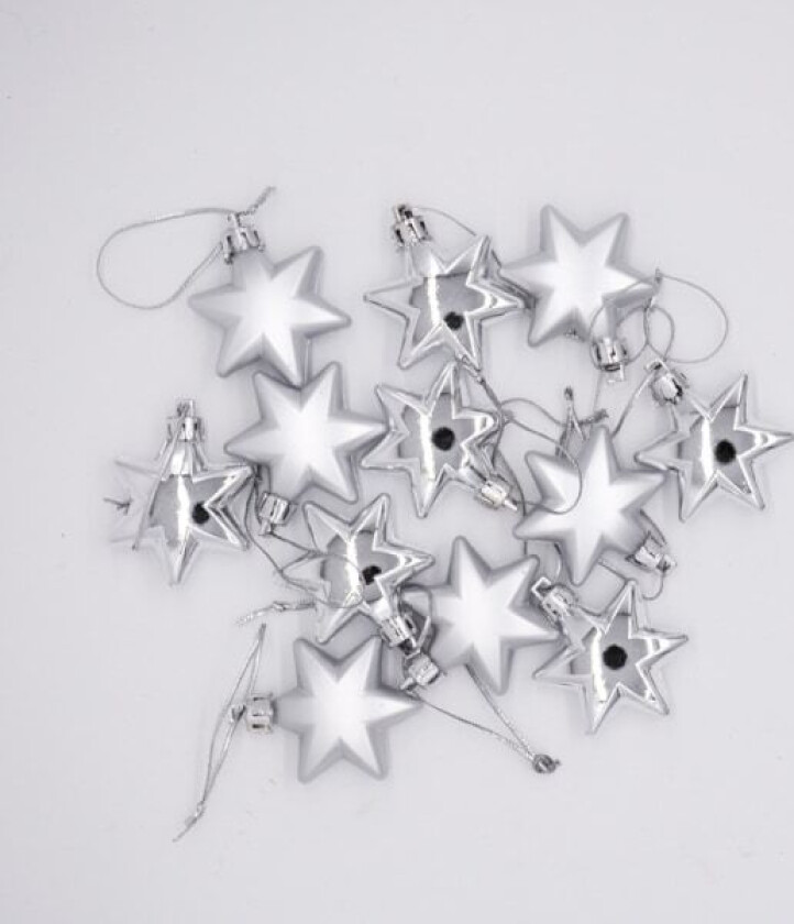 12 stk sølv julepynt, plast julekuler