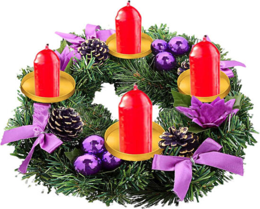 Julekrans Lysestakeholder, Adventskrans Juleborddekorasjon, Julekrans Lysestake, Juleborddekorasjoner Purple