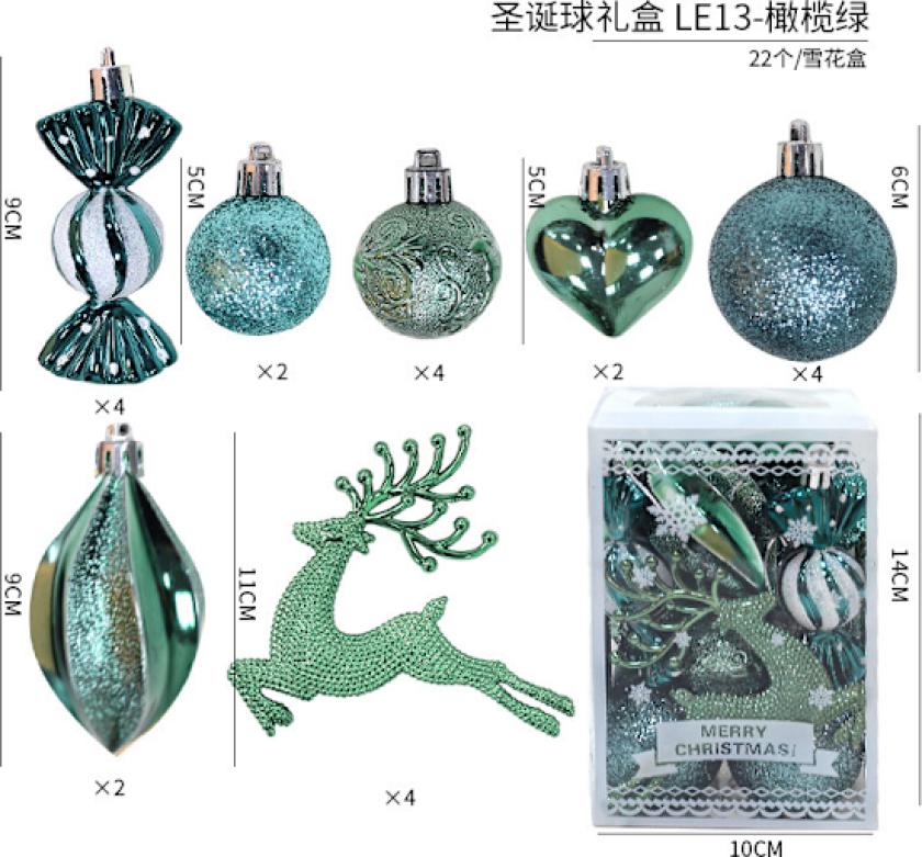 Julekuler Juletrærpynt Fargerike Kuler Henger Julemateriale Tilbehør DIY Julepynt A