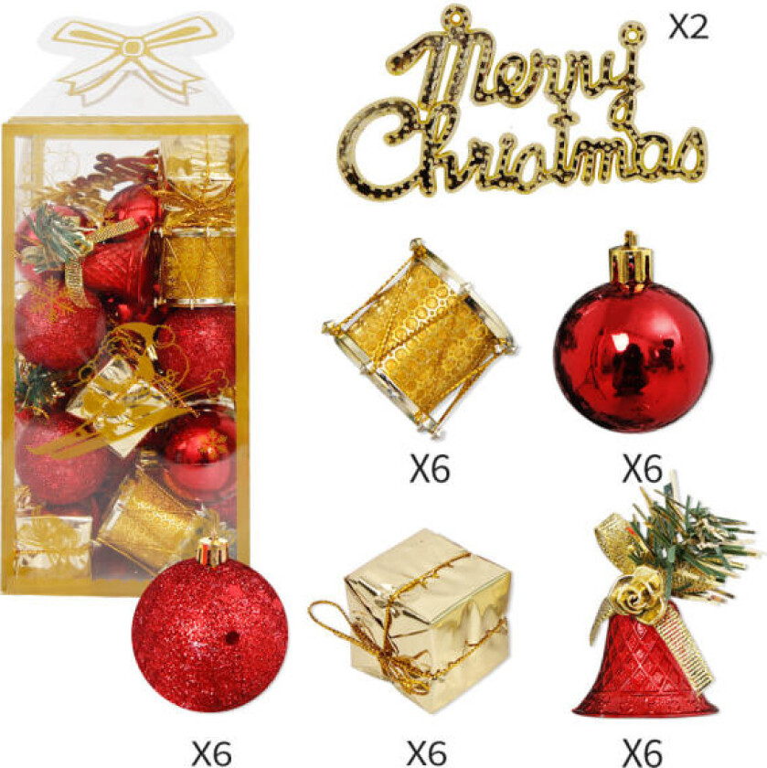 Julepynt, julekuler, bjeller, gaveesker