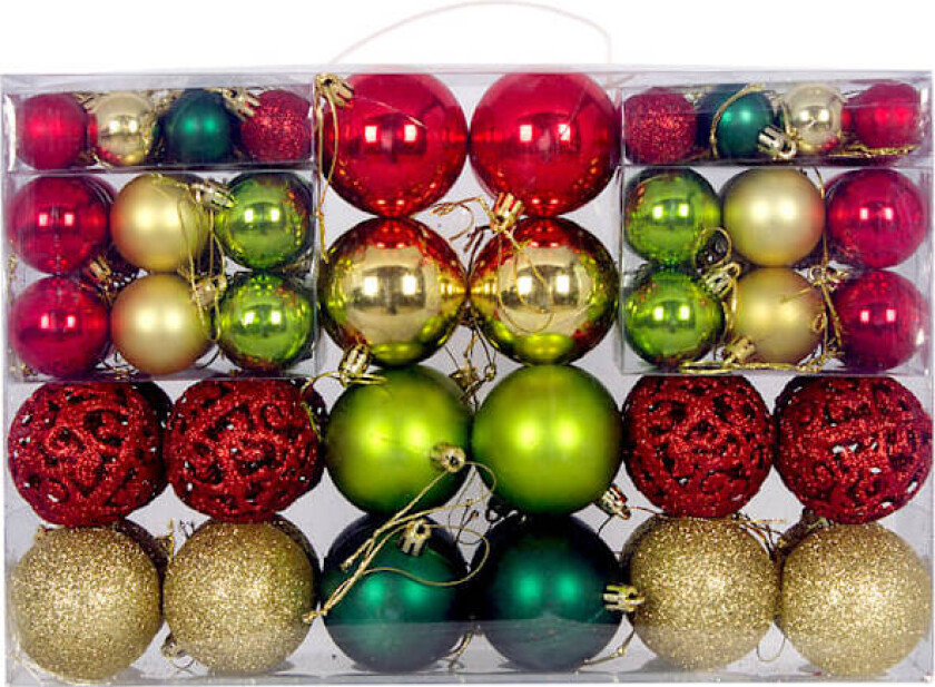 Julekulesett med 100 stk 3-6 cm rosa kuler, gjennombrutte juletrærpyntkuler Gelb