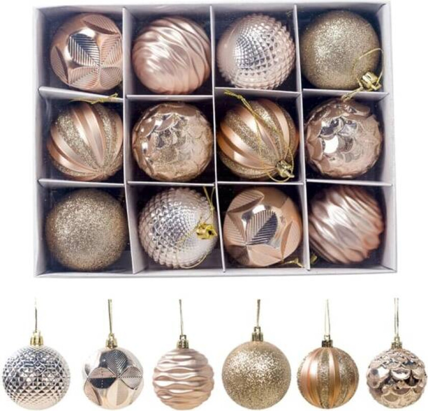 Julekuler Julepynt Pakke med 12 festdekor (gull) Gull