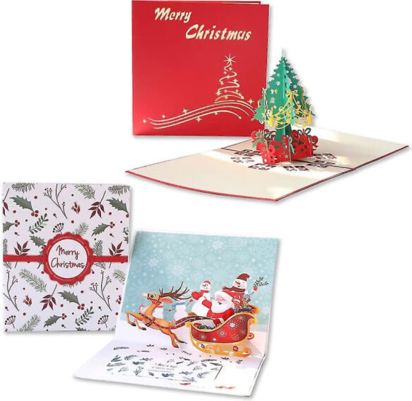 Ulike julekort, 3D gratulasjonskort, gavekort