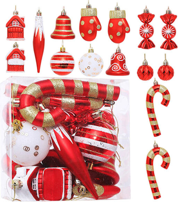 Julekule i plast, julepynt, juletre, liten anheng