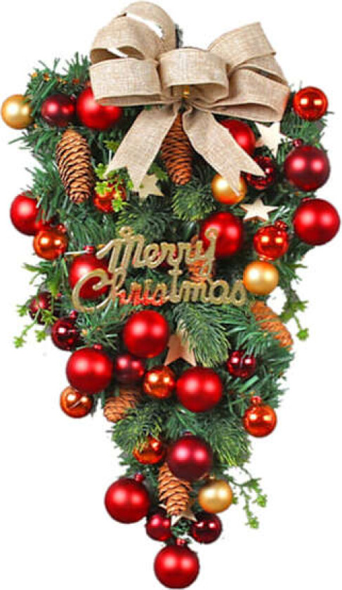 Julekrans Veggdekorasjon Ornament Kunstig Jul Tårekrans God Jul Inngangsdør Dekorativ-A