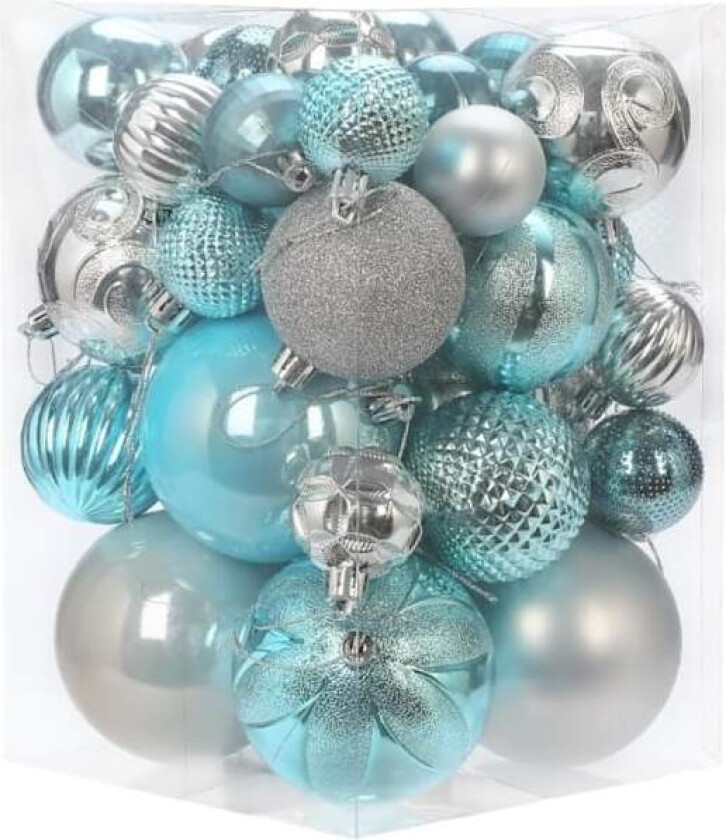 Julekulesett, 34 stk Julekuler Ornamenter til Juletreet, Knusefrie Hengende Julekuler