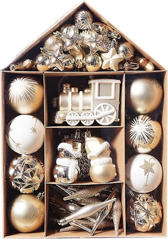 70 stk Julekulepyntsett Dekorative Kuler Hengepynt Med Gjenbrukbar Gavepakke Til Juletreet