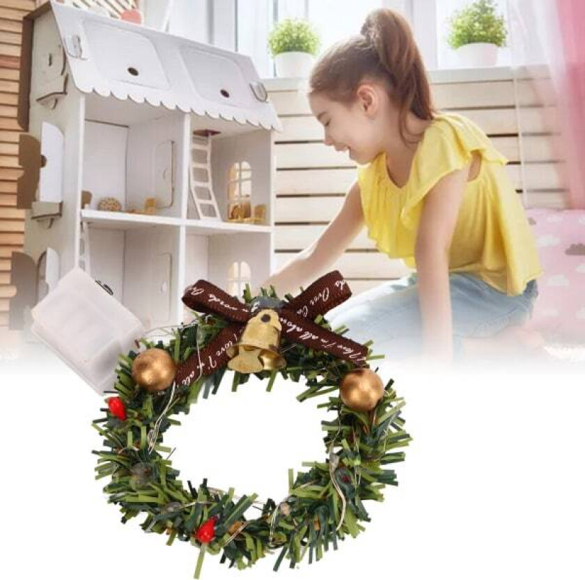 5 stk dukkehus julekrans levende naturtro miniatyr juledekorasjon krans for 1/12 dukkehus