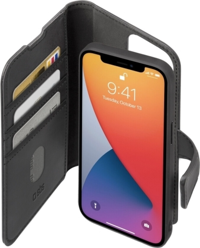 Sbs Book Cover Med Aftageligt Cover Til Iphone 12 / 12 Pro®. Sort