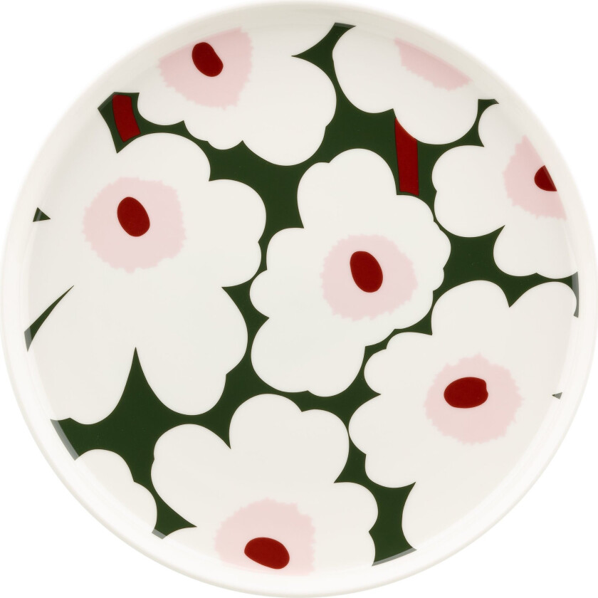 Unikko tallerken 25 cm, rød/brun