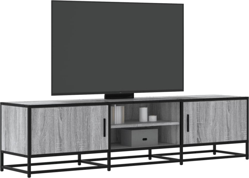 TV-benk grå sonoma 160x35x41 cm konstruert tre og metall