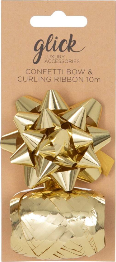 Rosett og Gavebånd Metallic Gull