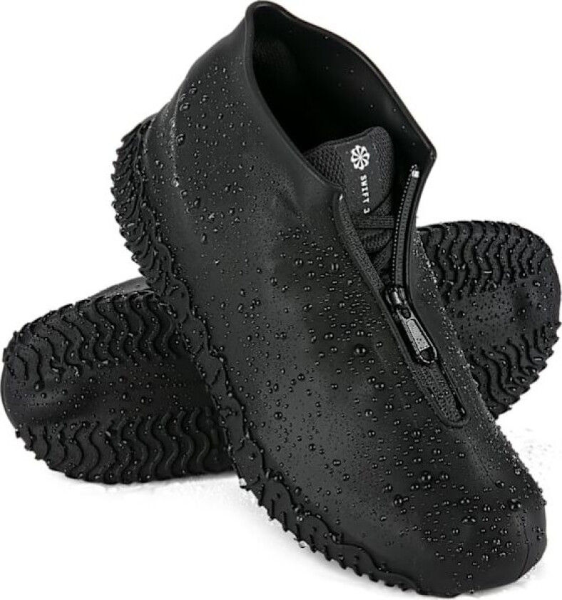 Bilde av Vanntett skotrekk for regn Silikon oversko med glidelås Sklisikre galocher for menn og kvinner Black XL