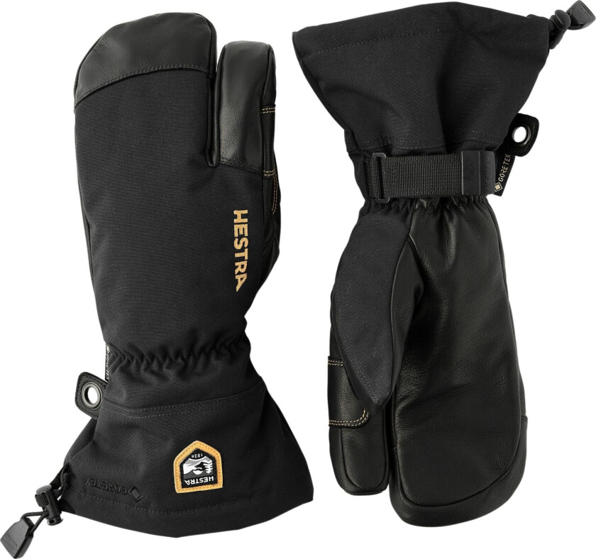 Hestra Army Leather Gore-Tex, 3-finger Skihansker, Black