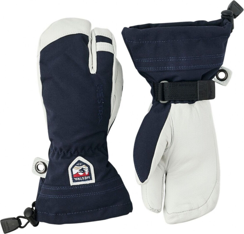 Hestra Army Leather Heli Ski, 3-finger Skihansker, Junior, Navy