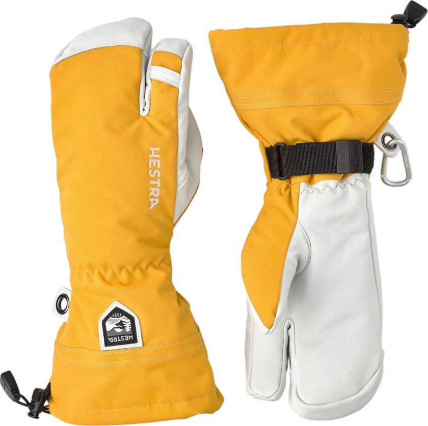 Hestra Army Leather Heli Ski, 3-finger Skihansker, Mustard