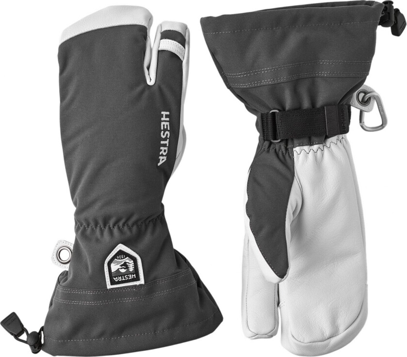 Hestra Army Leather Heli Ski, 3-finger Skihansker, Grey