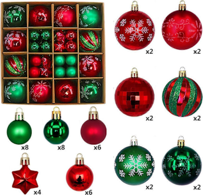 Julepynt, Malte Julekuler Sett, Plastkuler Vindu, Juletre Juletre Liten Henger