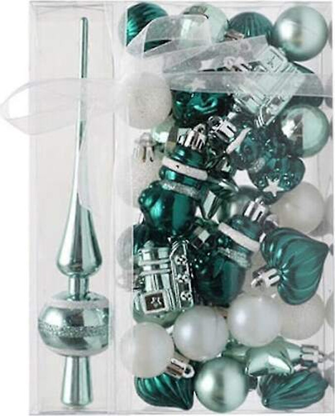 Julepyntsett 34 julekuler, ubruddbar plast juletrærpynt
